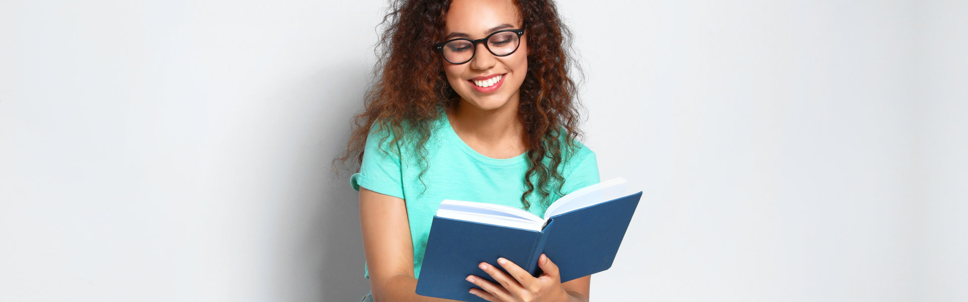 woman reading book